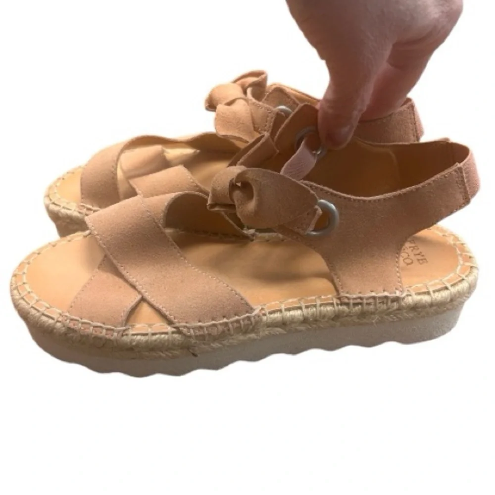 Frye Lula Blush Pink Suede Bow Knot Espadrille Platform Sandals Frye Size 7.5M